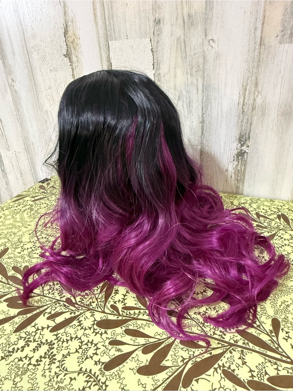 Black to Purple Ombre Long Wavy Women’s Wig - Picture 7 of 13